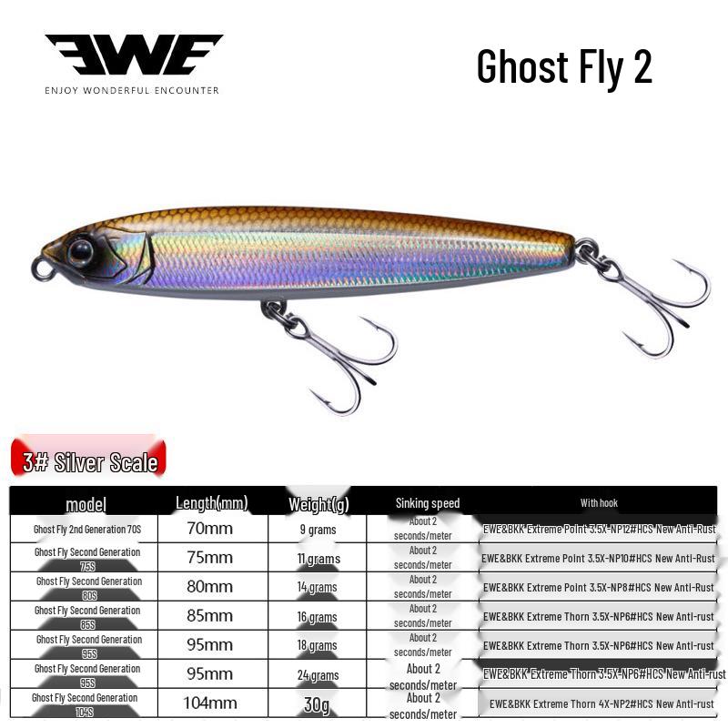 EWE Summer Ghost Feeder 2nd Gen Sinking Pencil Lure for Zander, Sea Bass, Barracuda