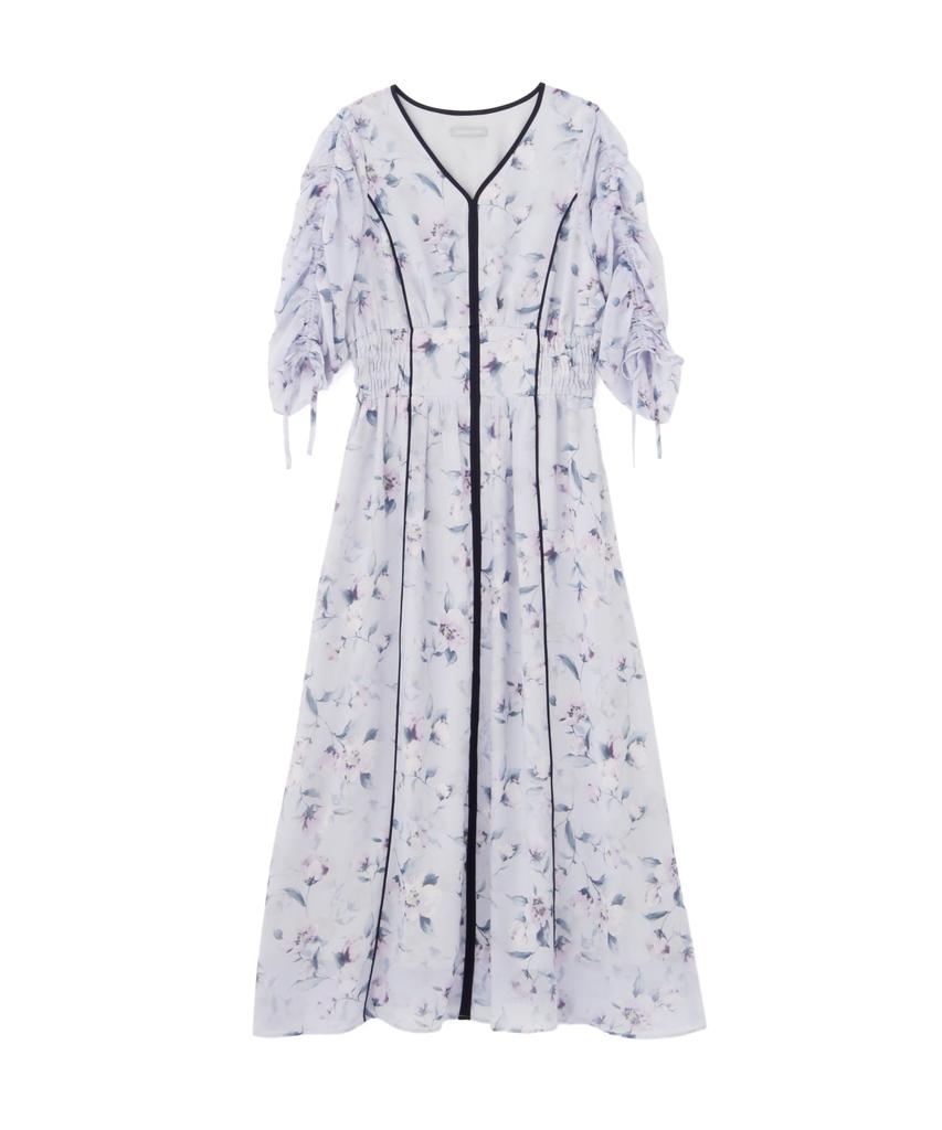 Jill by Jill Stuart Flower Print Blue Women's Two-Tone Dress,
