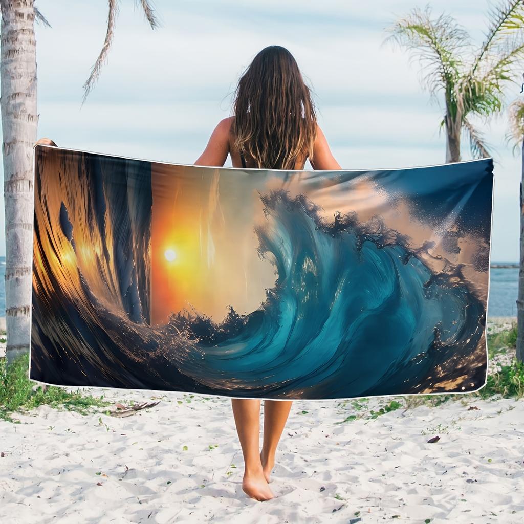 Sunset Wave Bath Towel - Soft, Super Absorbent & Vibrant Ocean Design for Everyday Use & Perfect for Relaxing Bath Moments