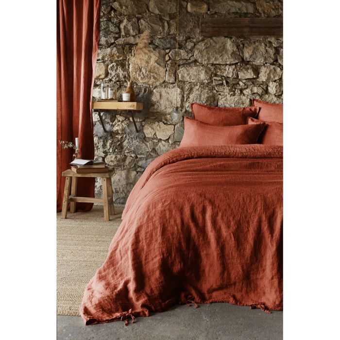 "Soline" Duvet Cover All Sizes Washed Linen - Soline Paprika - Duvet Cover 240 X 220 Cm