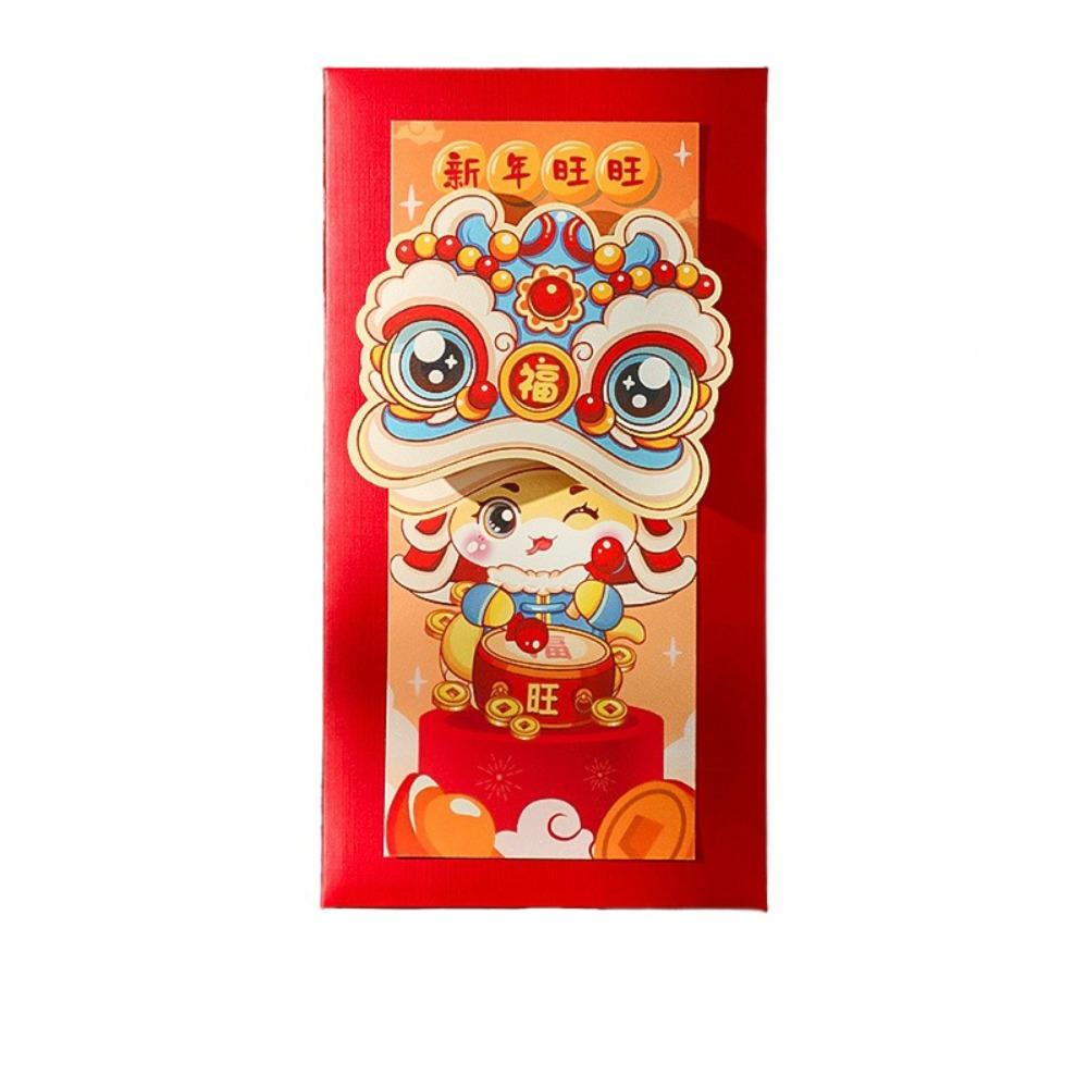 

Best Wishes 2025 Year Red Envelope Blessing Lucky Red Pockets 3D New Year Red Packet Dinner Party Style A 6Pcs