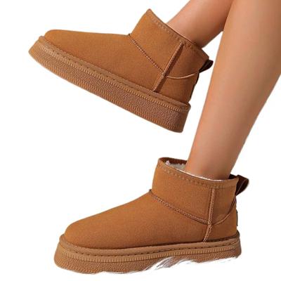 Mode Winter Damen Kurzer Plüsch Warme Schneestiefel Freizeitschuhe Neu Wildleder Fell Chelsea Stiefeletten Flats Plateau Damenschuhe Botas