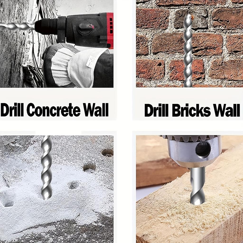 Treborsett 2mm 3mm 4mm 5mm 6mm 8mm 10mm Metallbor Hårdmetallspiss flatt skaftbor Betongstein Murstein