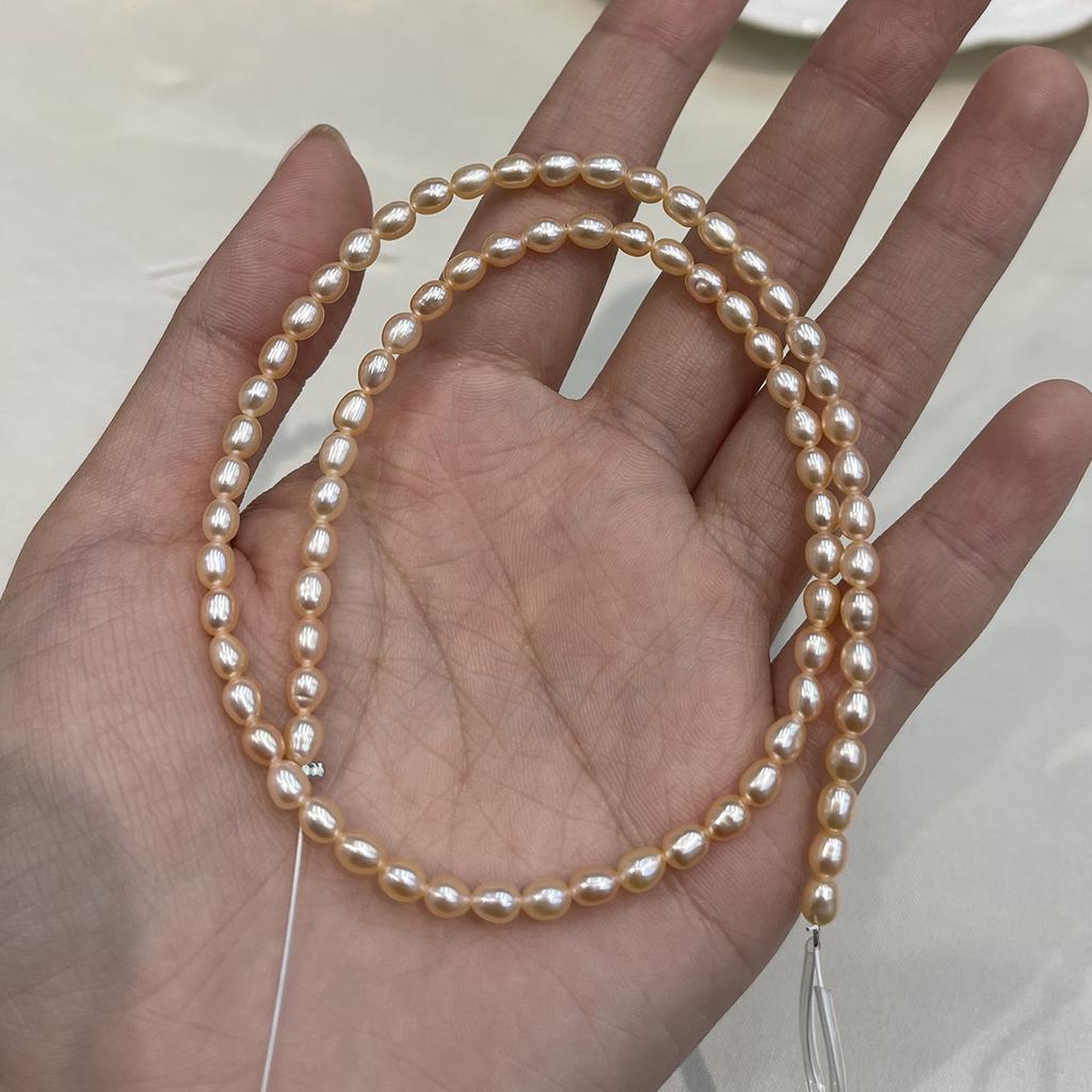 1 String AAA Grade Pink Freshwater Rice Pearl Beads 3-9mm, 36cm Strand, Premium Natural Pearl Beading Supplies, Loose Beads for DIY Handmade Jewelry
