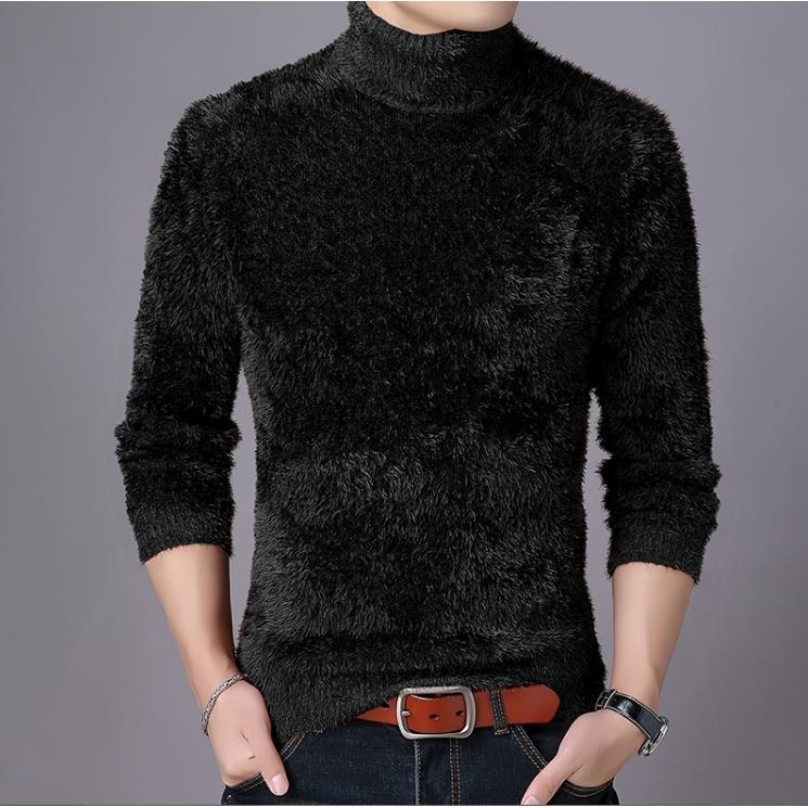 Winter Pullover mit halbem Rollkragen für Herren mit dickem Samt und locker gestrickter Basis