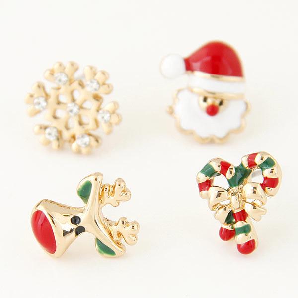 

Сладкий рождественский оленёнок и Санта серьги-бантики-снежинки Alloy