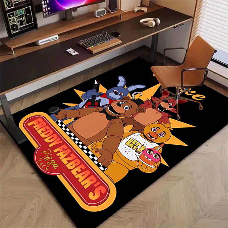 Custom Freddy bear Mat Personalized Name, Polyester Washable Indoor Entryway Rug, Gift for Christmas, Easter, Thanksgiving Day