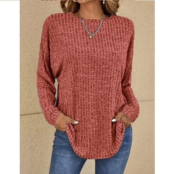

Autumn Knitted Cedar Round Neck Pit Strip Top Long Sleeve Loose T-shirt XXXXXL рожевий