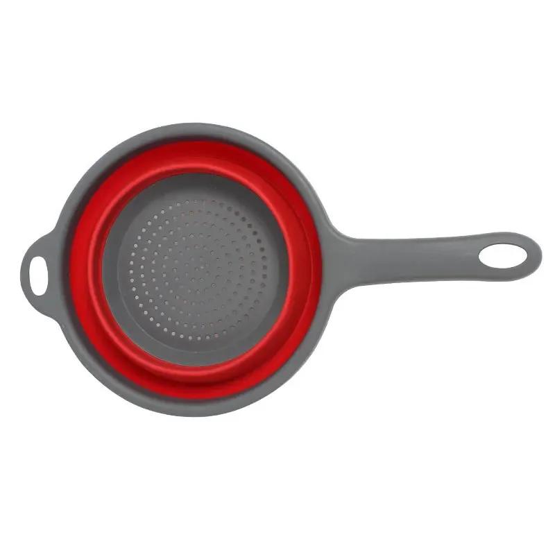 Foldable Silicone Colander Fruit Vegetable Washing Basket Strainer with Handle Strainer Collapsible Drainer Kitchen Tools
