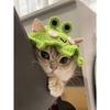 1PC Frog Knitted Pet Hat Adorable Cartoon Cat Cap For Small Dogs Cats Handmade Knit Headgear Cozy Stylish Pet Accessory Soft Warm Winter