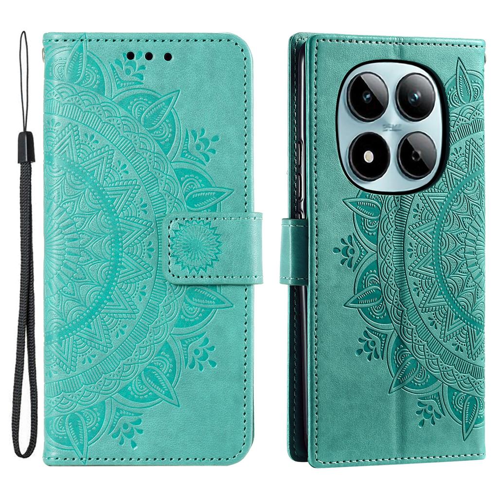 For Xiaomi Redmi Note 15 Pro 4G (Global) Stand Case Imprinted Totem PU Leather Wallet Phone Cover with Wrist Strap