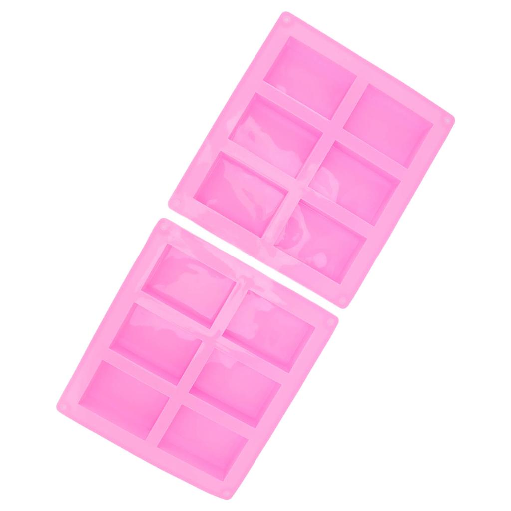 2Pcs Silicone Mold 6 Grids Heat Resistant Flexible Reusable Silicone Mold for Making Soaps Baking Cakes Muffins