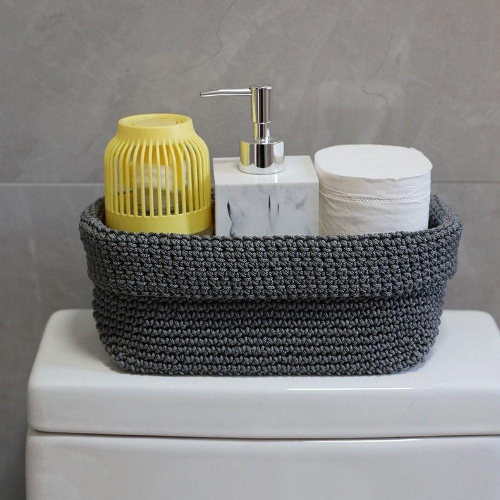 Rectangle Knitted Storage Basket Large Capacity Weaving Storage Basket Home Decoration