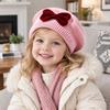 Solid Color Girls Bow Hat Warm Kid Beret Cap Fashion Children Bow Beret  For 6M-3Y