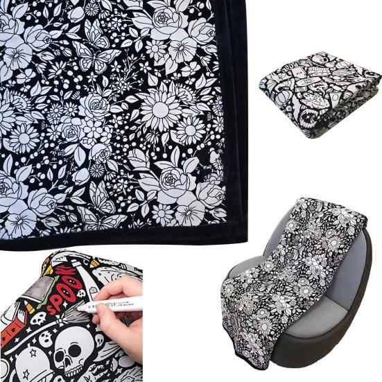 DIY Coloring Blanket Washable Coloring Craft Blanket Color Your Own Blanket Reusable Personalized Art Project Throw Blanket for Home Decor