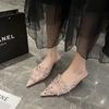 Fashion 2024 Fashion Women's Shoes Baotou Women's Slippers High Quality Sequins Dress Slippers Women Sexy Pointed Toe Heels Womenzapatos