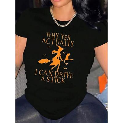 Women Halloween Casual Short Sleeve Tee 1 Pcs 100% Heavy Cotton - Comfortable Crew Neck, Soft Adorable Tees Tops