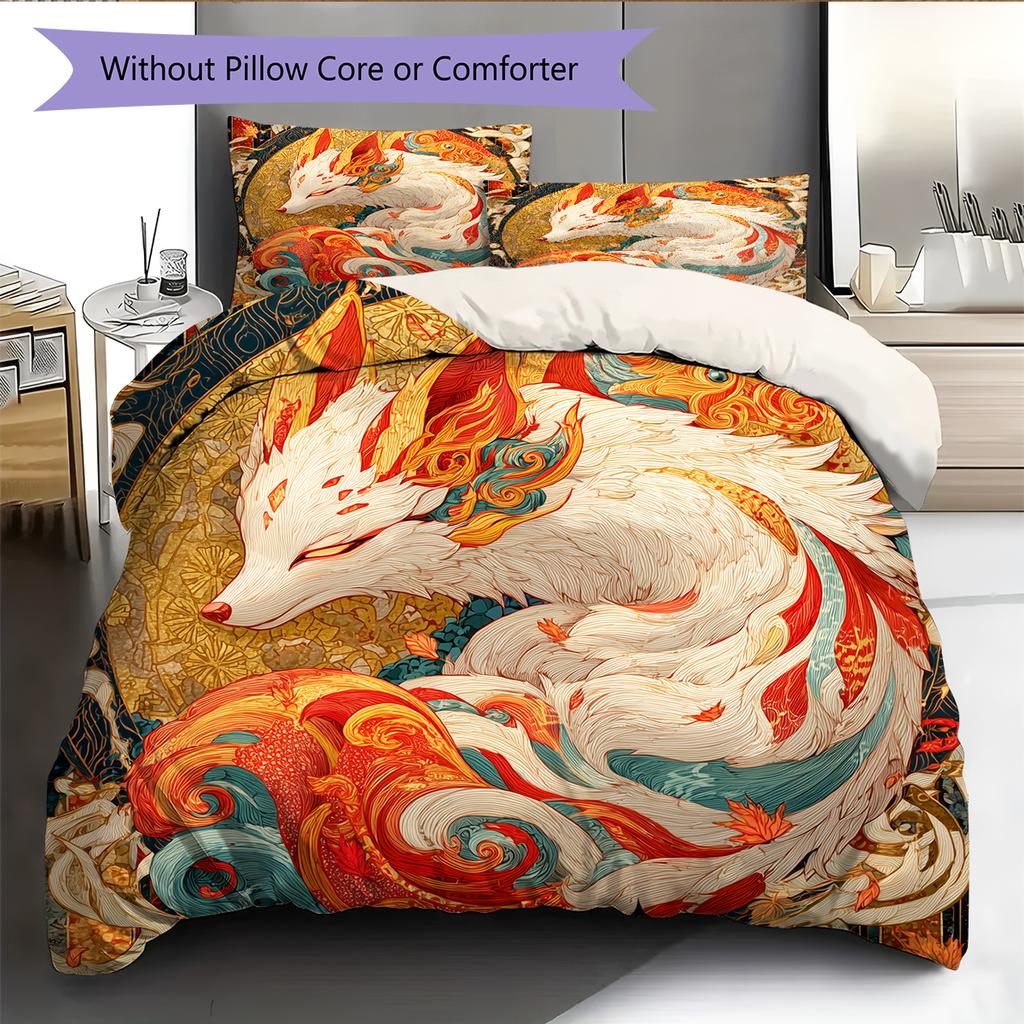 Nine-Tailed Fox Pattern Bedding Home Decoration Birthday Gift (1 * duvet cover + 2 * pillowcase, without core)