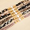 Ingemark 6 Colors Elegant Leopard Print Chiffon Silk Chokers Necklace Women Retro Imitation Pearl Clavicle Chain Party Jewelry