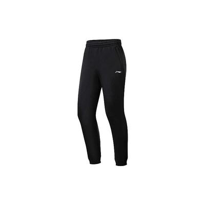 Li Ning Campus Series Fleece Cuffed Long Pants Solid Color Sports Casual Pants Men Pants Black YKLT323-1