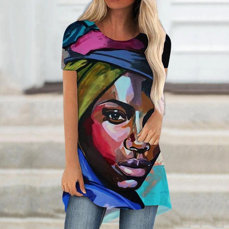 

Футболки с 3D-принтом для африканских девушек, женская повседневная мода, уличная одежда, футболки большого размера с коротким рукавом, женские футболки, топы, одежда S