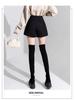 High-Waisted Black Sequin Woolen Shorts for Women - Winter 2026 A-Line Slimming Style, Perfect with Boots and Outerwear