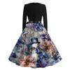 Women's Casual Fashion Round Neck Long Sleeve Christmas Printed Party Vintage Long Dresses