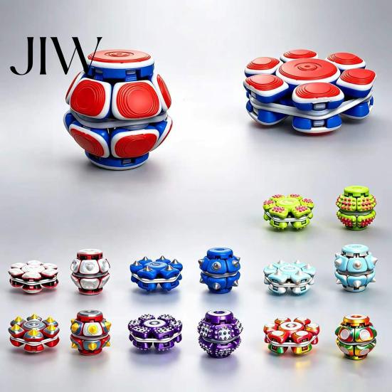 Decompression Toy Rubber Band Press Toy, Stress Anxiety Relief Fidget Spinner, 3D Anti-anxiety Printed Relaxation Desk for Kids Teens Adults
