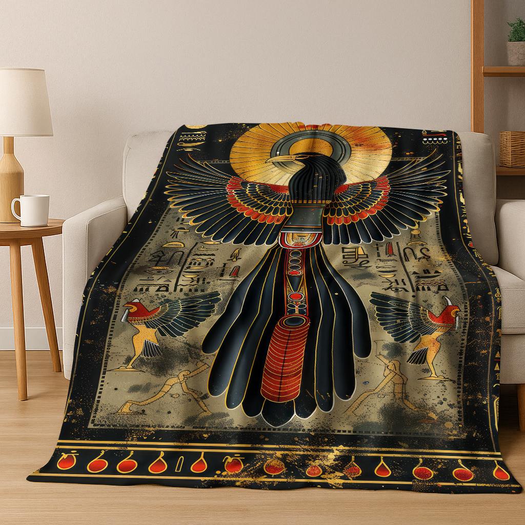 3D Ancient Egyptian Pyramids Flannel Blanket Soft Warm Blanket for Bedroom Room Living Room Office Travel Camping Picnic Gift