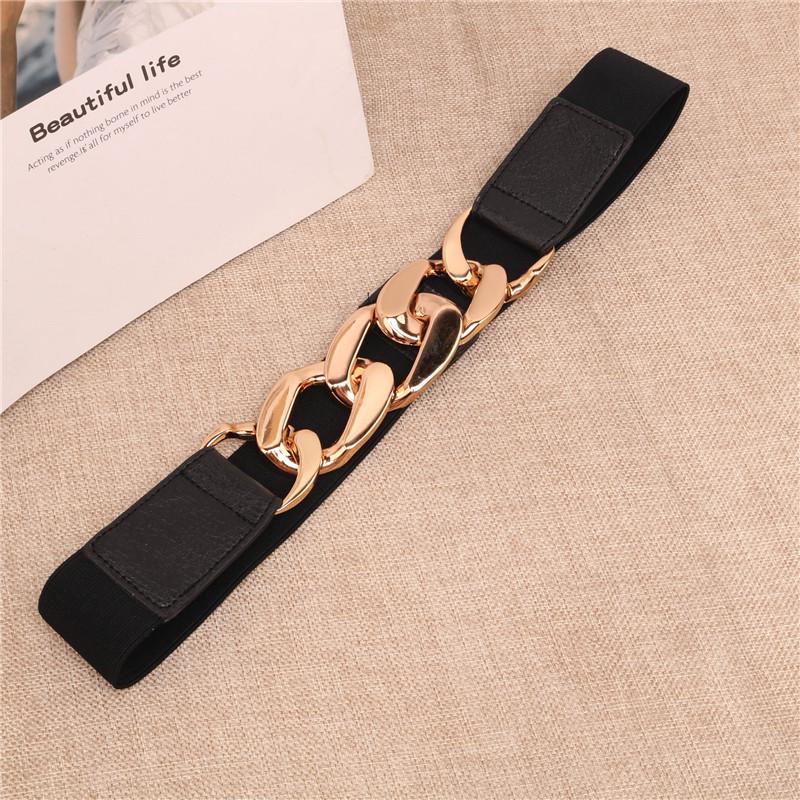 Versatile Retro Elastic Belt with Skirt & Metal Chain Decoration