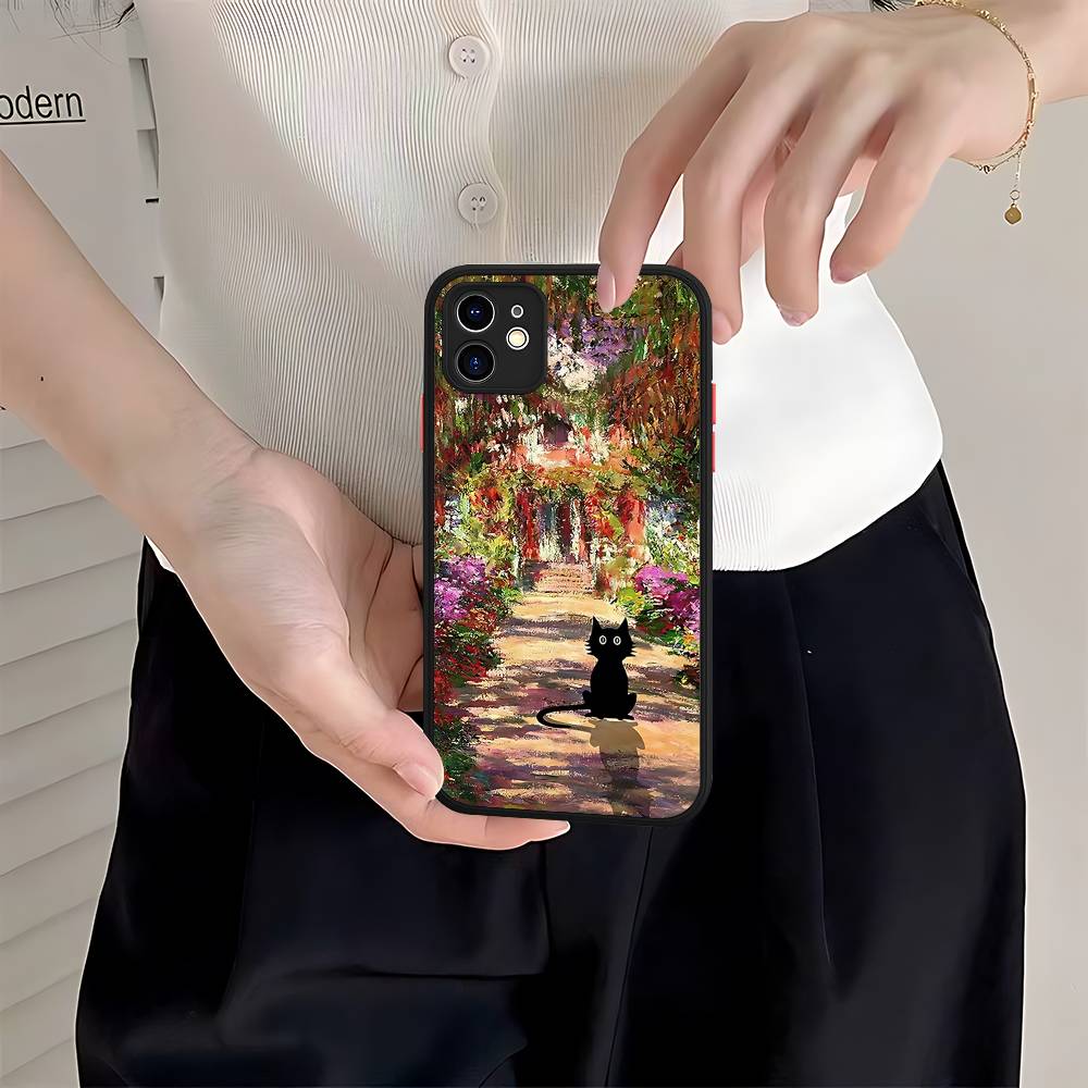 Funny Cats Van Gogh Phone Case For IPhone 16 15 14 Plus 15 13 12 11 Pro Max X XS MAX Matte Cover