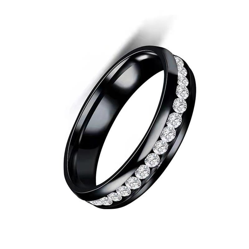 1Pcs Stainless steel Zircon ring men's and women's Zircon-studded finger ring jewelry.