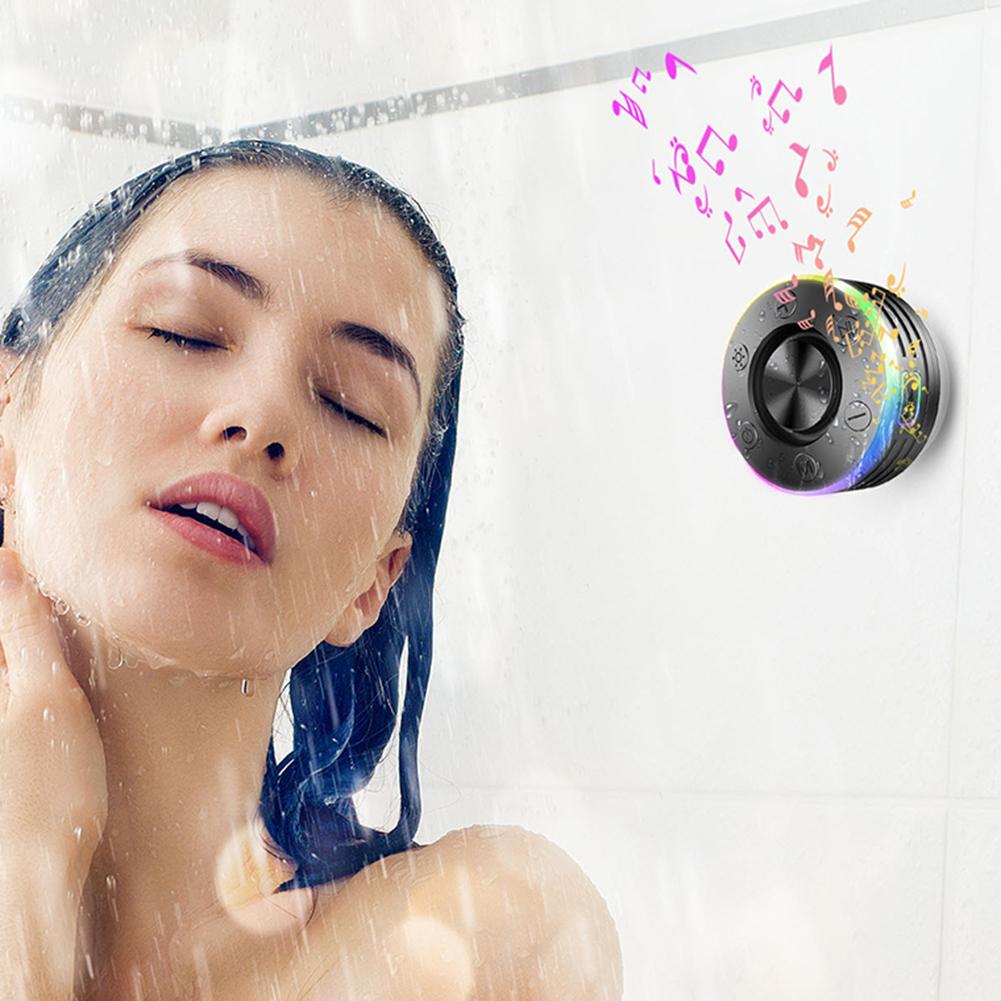 Waterproof Shower Speaker with Suction Cup/RGB Light Bluetooth-Compatible 5.2 Wireless Speaker for Bathroom Party Travel Outdoor