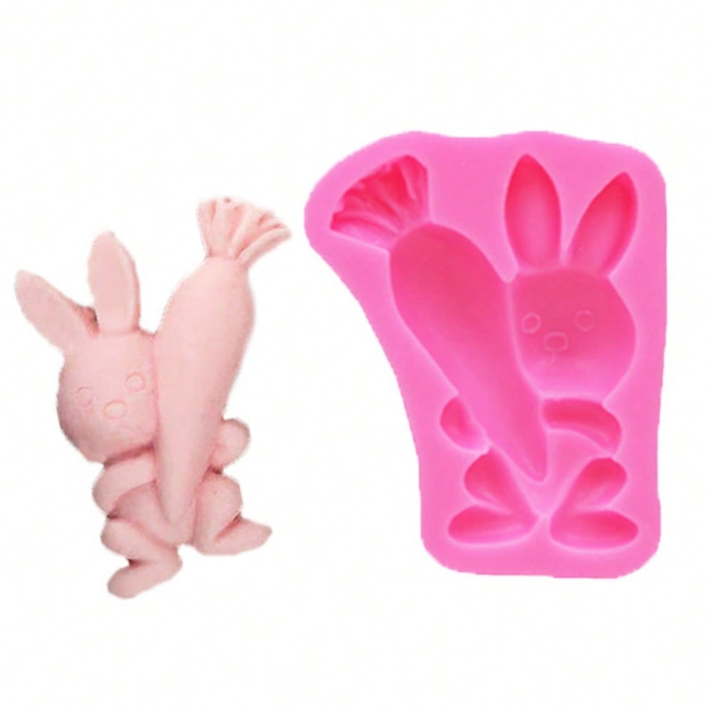 3D Cartoon Easter Bunny Silicone Mold DIY Fondant Mold for Cake Decorating Cupcake Topper Chocolate Decorating Accessories
