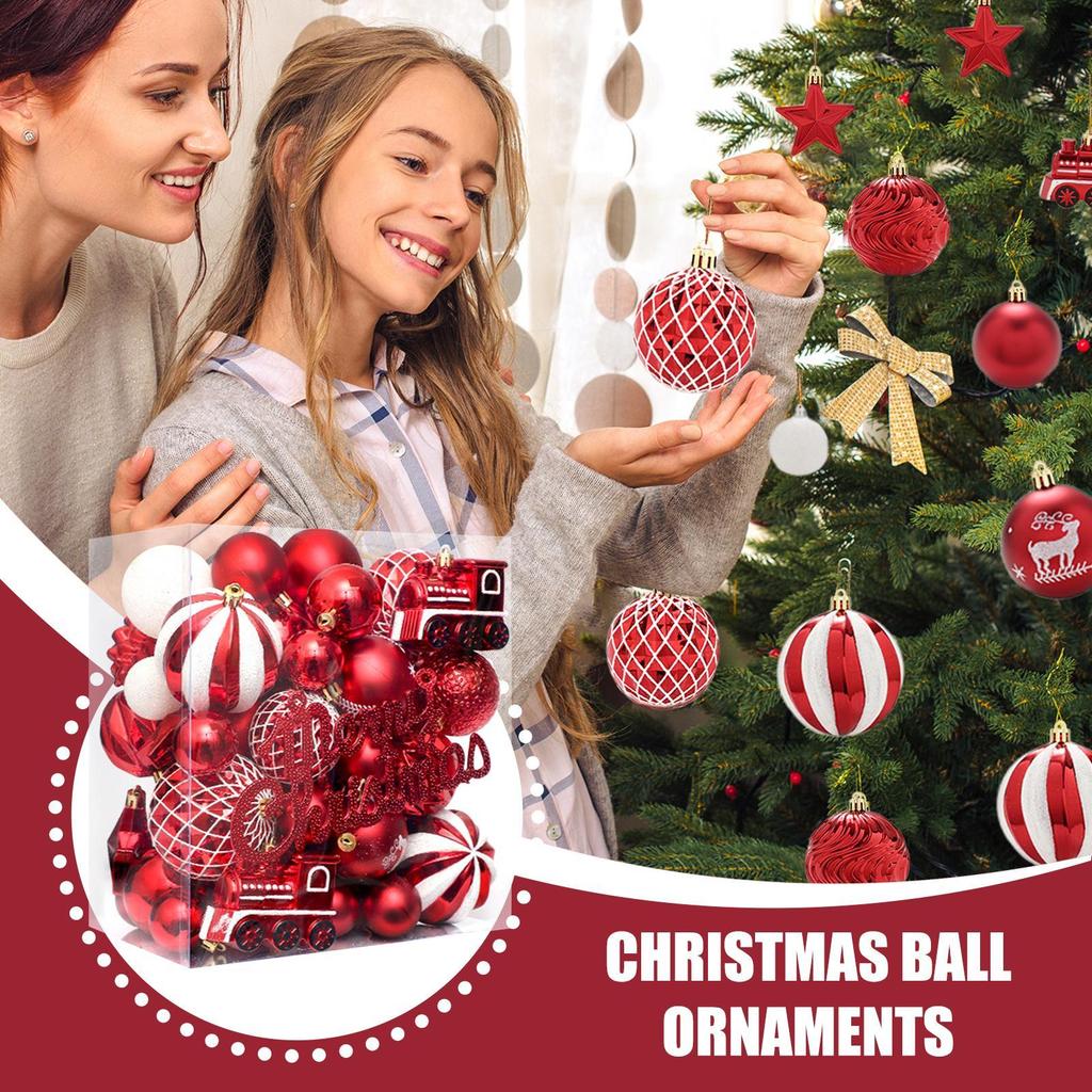 Julgranskulor Splittåliga Juldekorationer för Gran 65 Stycken Festliga Dekoration Hängen för Vinterhögtider