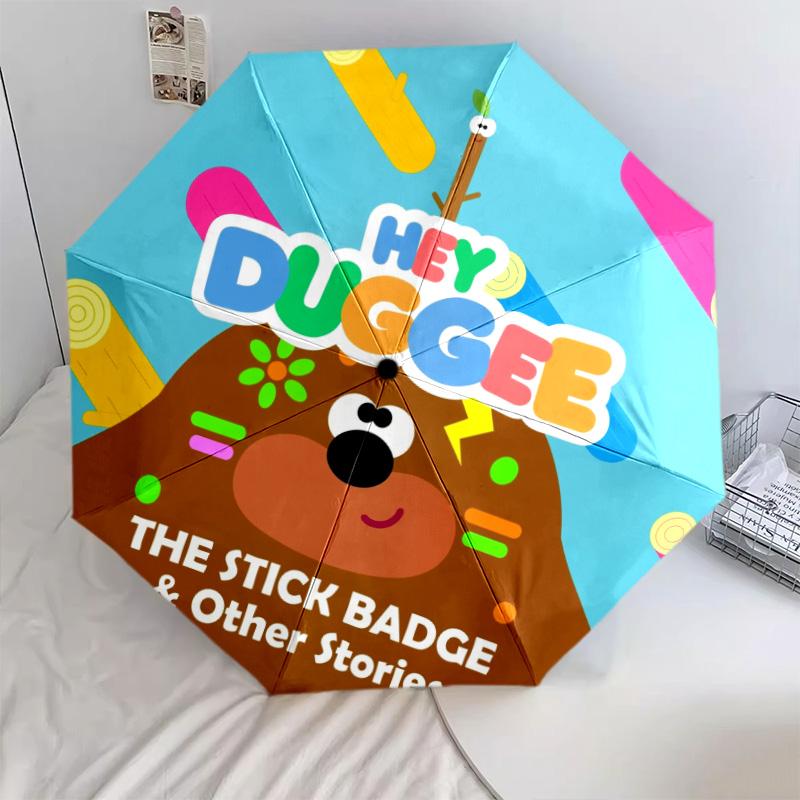 Hey Duggee  Pattern, Automatic Folding Umbrella, Portable and Foldable Design, 8 Ribs, a Christmas or Birthday Gift.