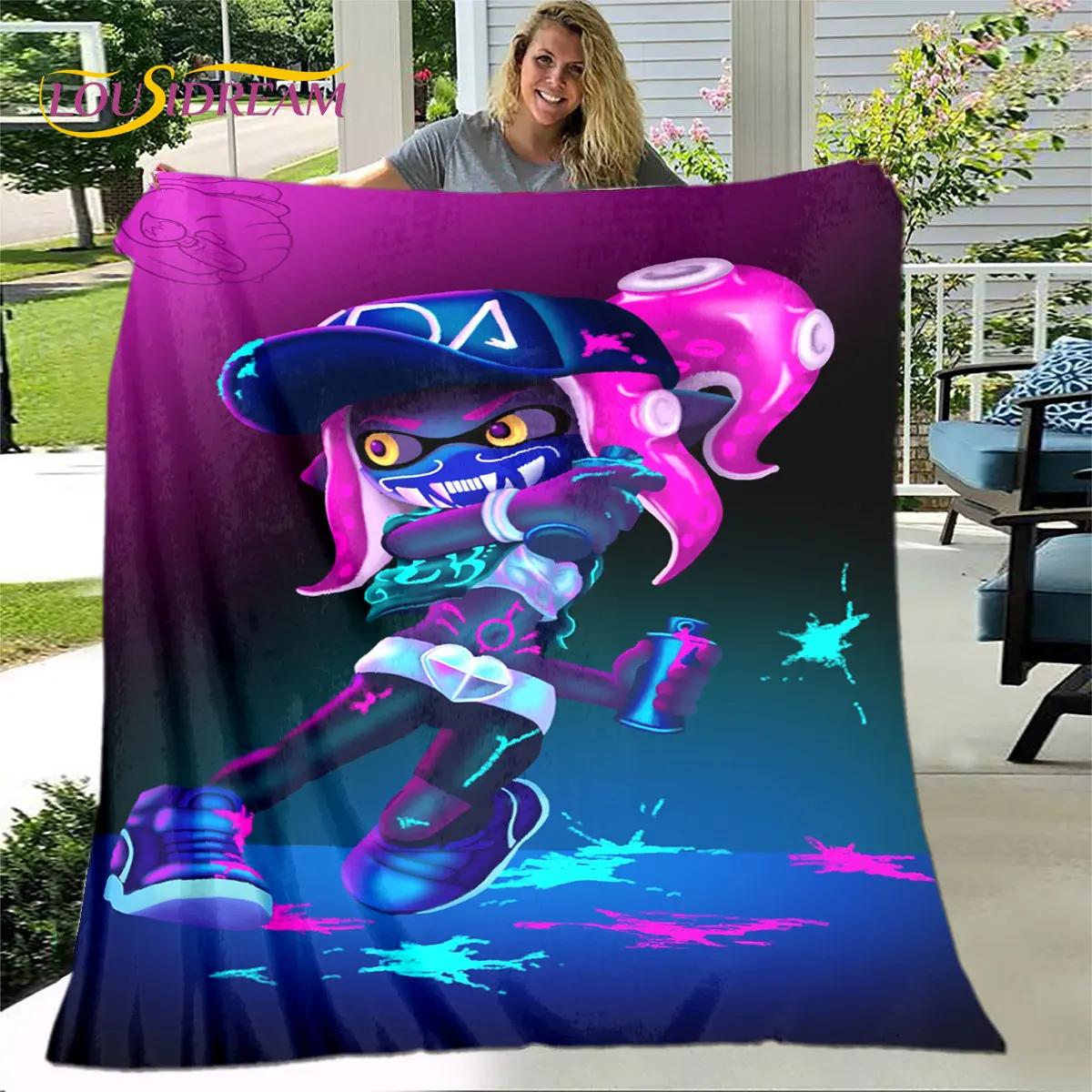

Мягкое плюшевое одеяло с изображением игры Splatoon, фланелевое одеяло для гостиной, спальни, кровати, дивана, чехол для пикника Bettdecke 75x90cm