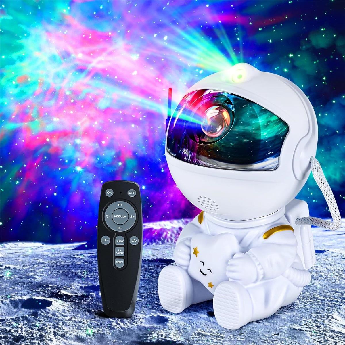 Astronaut Star Projector Lamp, suitable for multi-room decoration, a great gift, and a perfect starry night light for bedroom de WHITE-RGB-0-5W