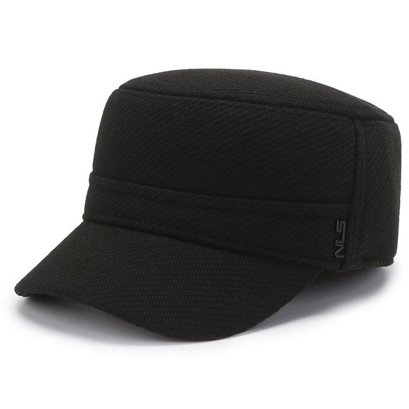 

Мужская зимняя шляпа-федора с плоским верхом, бархатная теплая шапка для улицы с защитой ушей для мужчин среднего и пожилого возраста чёрный