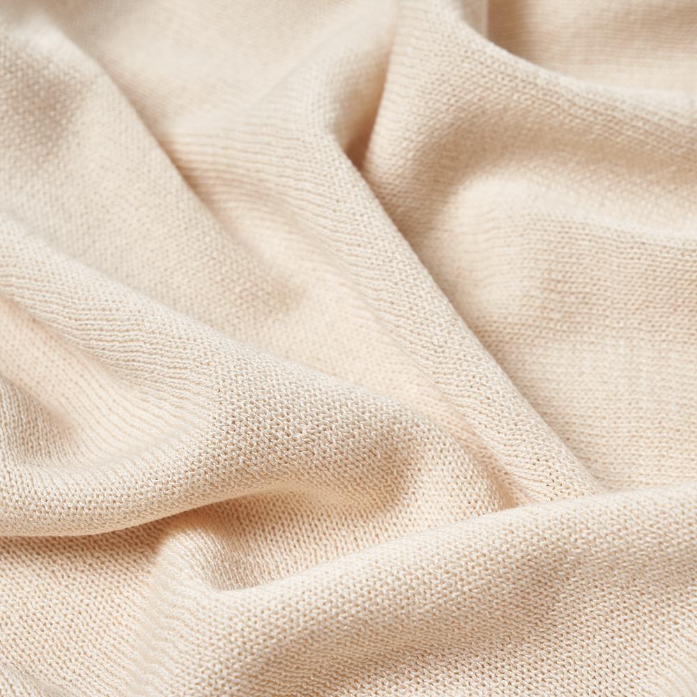 VERNO Linen Like Open Collar Knit Ivory