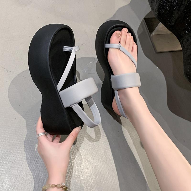 Trend Damen Keilsandalen Rutschfeste Pantoletten Plateau Knöchelriemen Slingback Leichte Damenschuhe Sandalias De Mujer