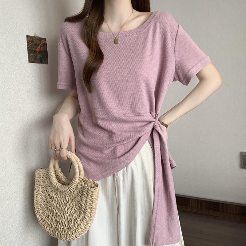 

2026 Korean Plus Size Women s Short-Sleeve Top: Slimming, Flaw-Hiding, Casual Summer T-Shirt XL
