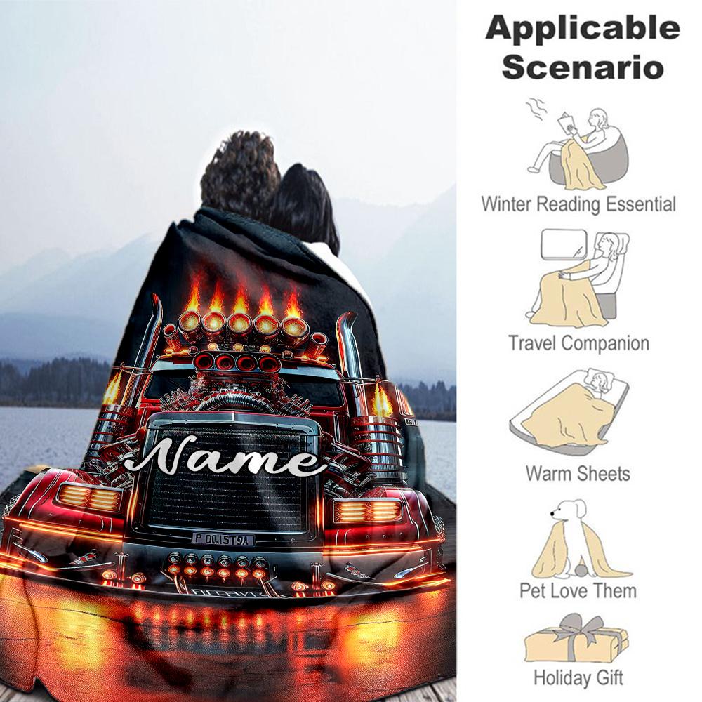 Truck78 Personalized Name Blanket Throw Customizable Blanket Soft & Cozy for Bedding Office Living Room Chair All-Season Use