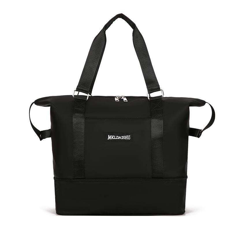 

Expandable going out lightweight large-capacity play portable travel bag dry and wet separation sports fitness bag can be set with tie rod чорний