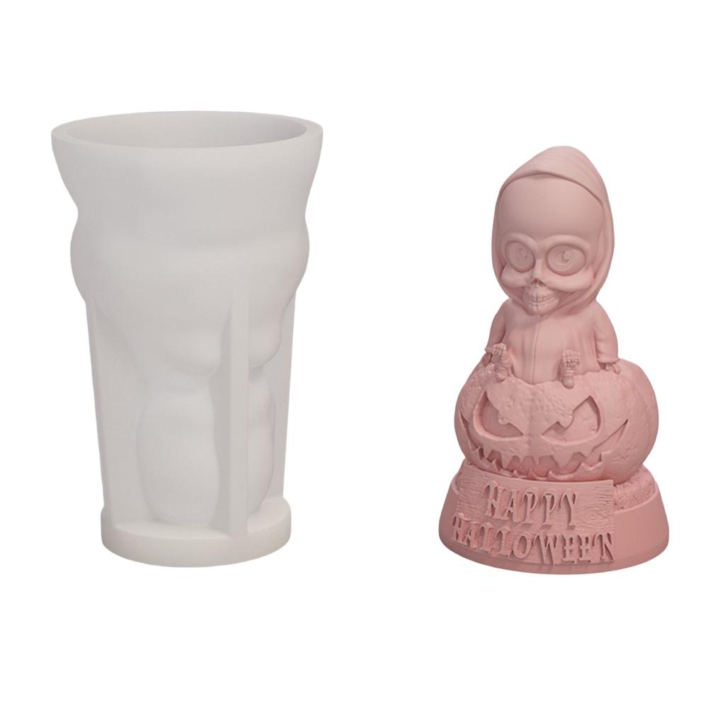 Day Of The Dead Funny Pumpkin Candle Mold Diy Pumpkin  Plaster Resin Halloween Silicone Mold