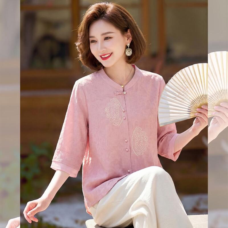 QianLian Women s New Chinese Style Pure Cotton T-Shirt 3XL