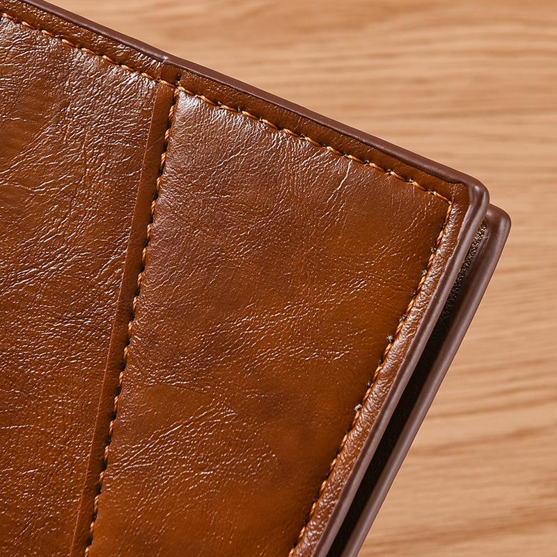 Men’s PU Leather Long Wallet RFID Card Holder Zipper Coin Pocket Multiple Card Slots ID Photo Holder Bifold Wallet Large Capacity Slim Purse