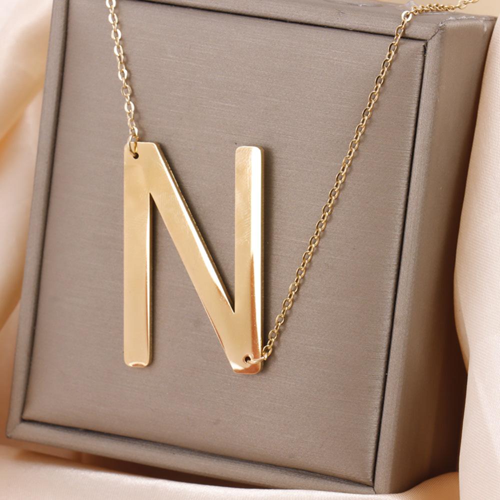 Minimalist Gold Plated Titanium Steel English Letter Pendant Necklace