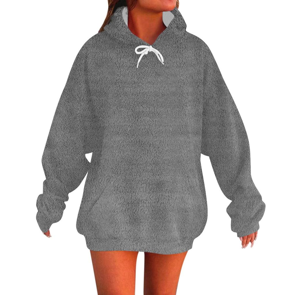 Women's Fashion Casual Long Sleeve Pullover Hooded Color Sweatshirt