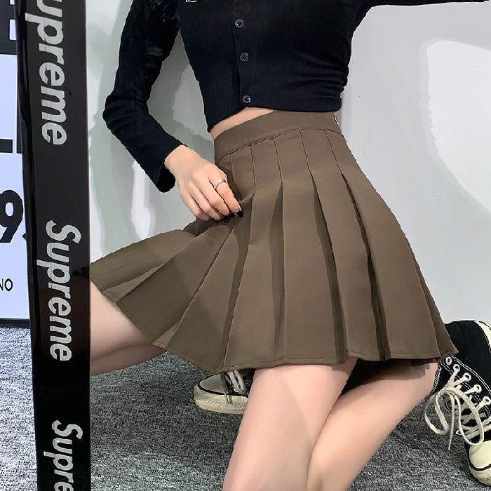 Japanese College Style High Waist Pleated A-Line Skirt - Anti-Exposure, Slimming Summer Short Skirt for Students